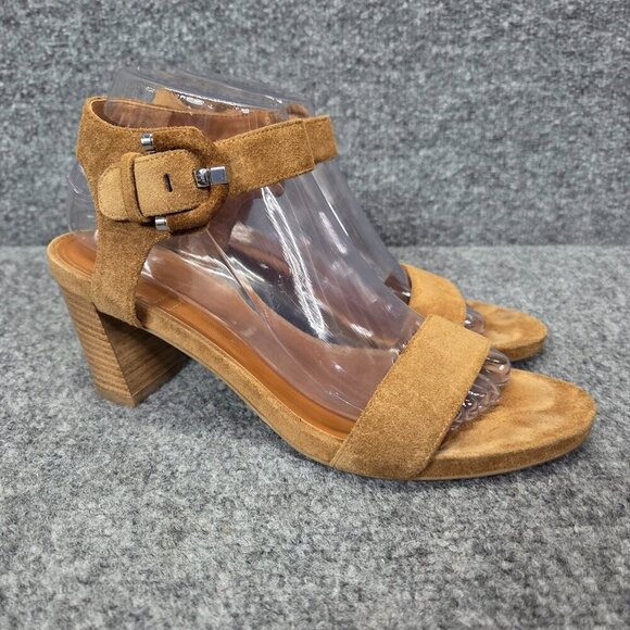 $395 Women's Sz 8.5 M Aquatalia Suede Ankle-Strap Sandals Made in Italy - Picture 1 of 15